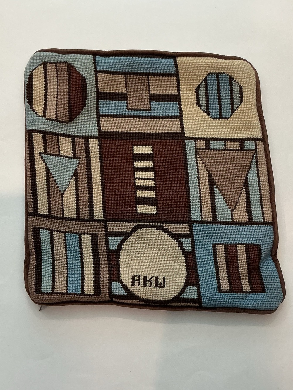 Vintage Mid Century Modern Geometric Needlepoint Petit Point Accent Pillow Cover